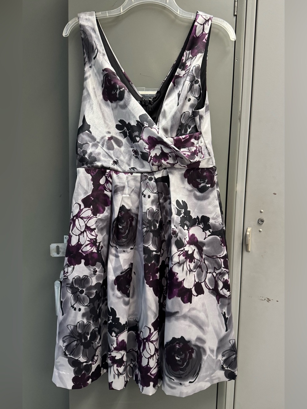 Maurices purple gray floral midi sleeveless dress with pleated waist Size 9/10